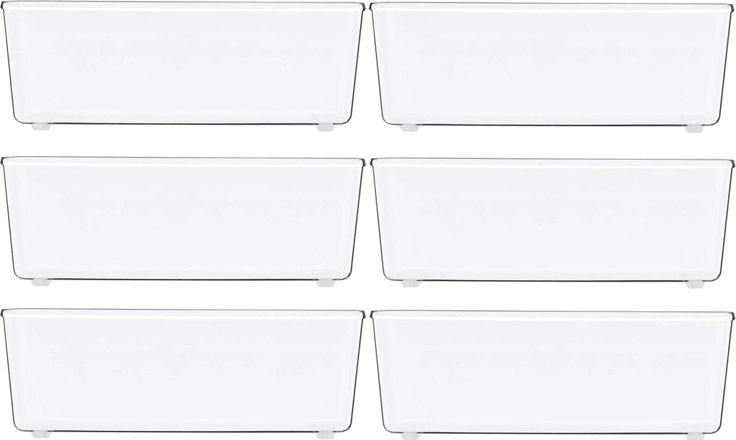 Simple Houseware Clear Drawer Organizer for Office Bin Desk Storage, Assorted Size, 6 Packs