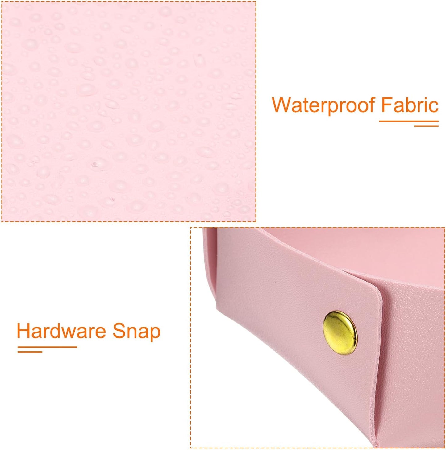 uxcell 2 Pcs Valet Tray for Women and Men, PU Leather Jewelry Tray Entryway Table Bedside Nightstand Catchall Storage Organizer for Jewelry Key Coin Watch Wallet (2 Size, Pink)