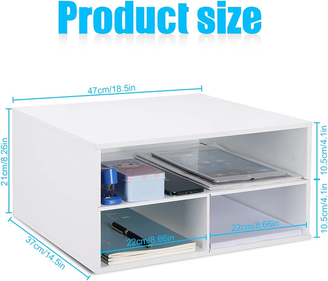 EMERIT Printer Stand Shelf with Storage Wood Desk Paper Organzier for Home/Office,Printer Riser, 2 Tire