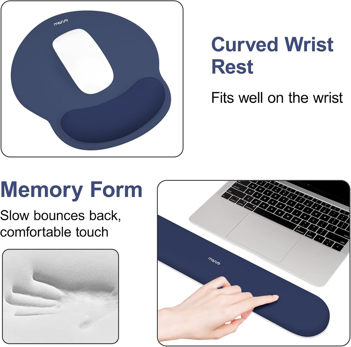 MOSISO Wrist Rest for Keyboard Mouse Pad Set, Large Gaming Deskpad&Circle Curved Mousepad&Keyboard Wrist Rest&Coaster, Ergonomic Non-Slip Mousepad&Easy Typing Pad with Silicone Lining, Apricot