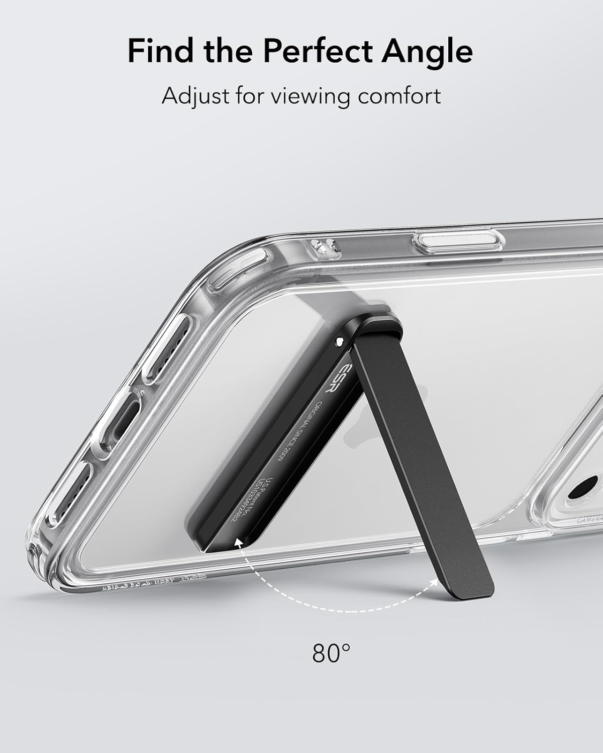 ESR Boost Phone Kickstand, Vertical and Horizontal Stand, Adjustable Angle, Compatible with iPhone Air 17 Pro Max, iPhone 17e/16/15/14/13/12, Samsung Galaxy S26/S25/S24/S23 Series, Google, Black