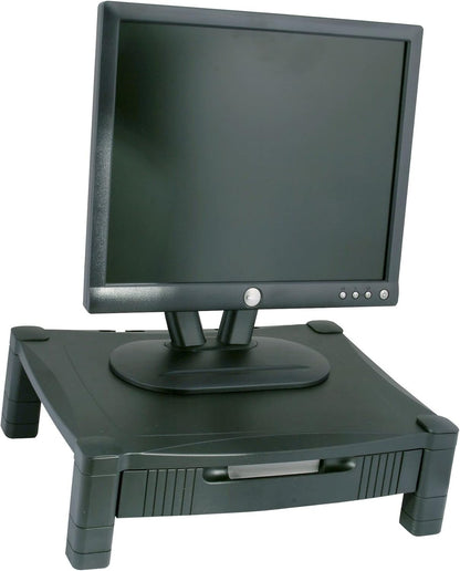Kantek Single-Level Monitor Stand, 17" X 13.25" X 3" To 6.5", Black, Supports 50 Lbs