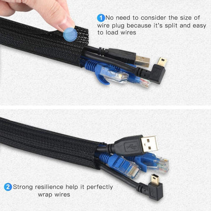 AGPTEK White Cable Sleeve, 2 Pack 5ft - 1.2 Inch Cable Management, Desk Cord Cover Organizer Wire Hider for Computer TV Wire Loom Tubing, Pet Proof Cord Protector from Cat Dog Chewing, White
