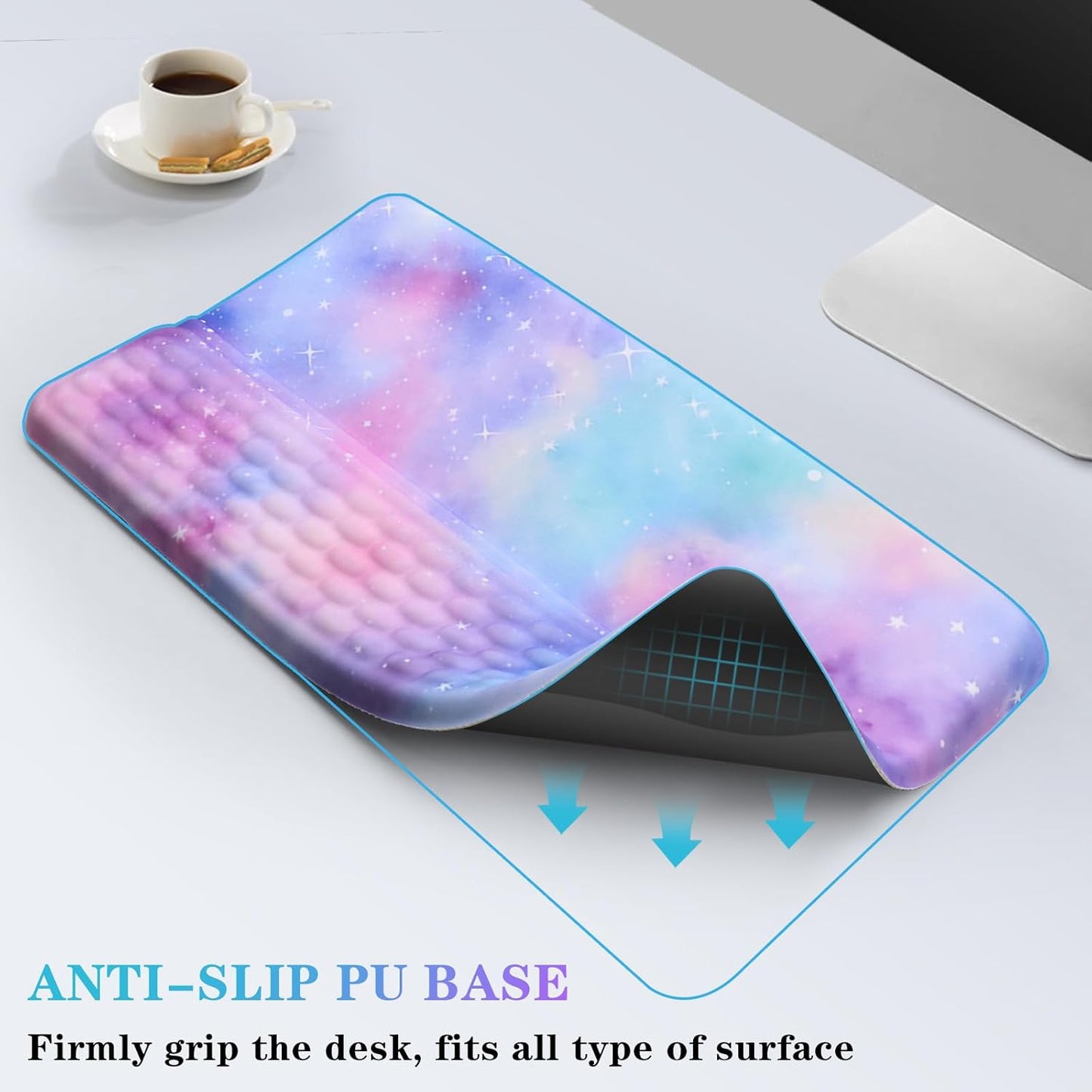 Computer Keyboard Stand with Wrist Rest, Ergonomic Tilted Keyboard Holder - Keyboard Riser with Wrist Pad - Keyboard Tray Support for Office Home - Black