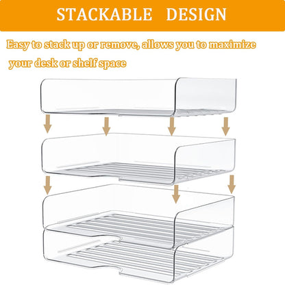 4-Tier Large-Capacity Paper Organizer, File Organizer for Desk, Stackable Paper Tray for Office, Home and School