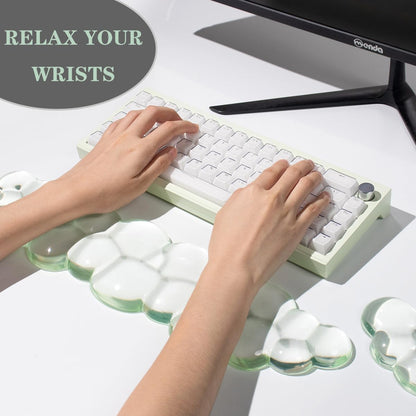 Clear Gel Wrist Rest for Keyboard and Mouse, Green Silicone Mouse Wrist Rest Set, Cute Ergonomic Wrist Rest for Keyboard 60%/75%(Green)