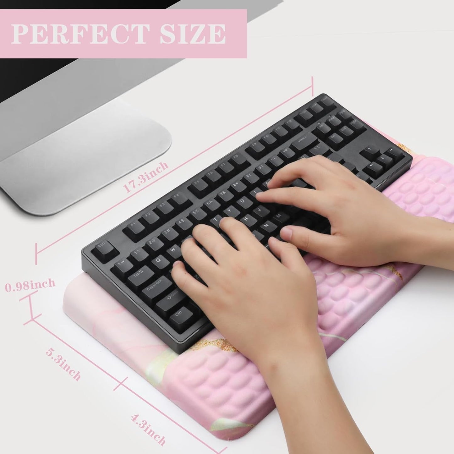 Computer Keyboard Stand Pad with Wrist Rest, Ergonomic Comfy Tilted Keyboard Stand Riser Holder Pad for Office Home (Black)