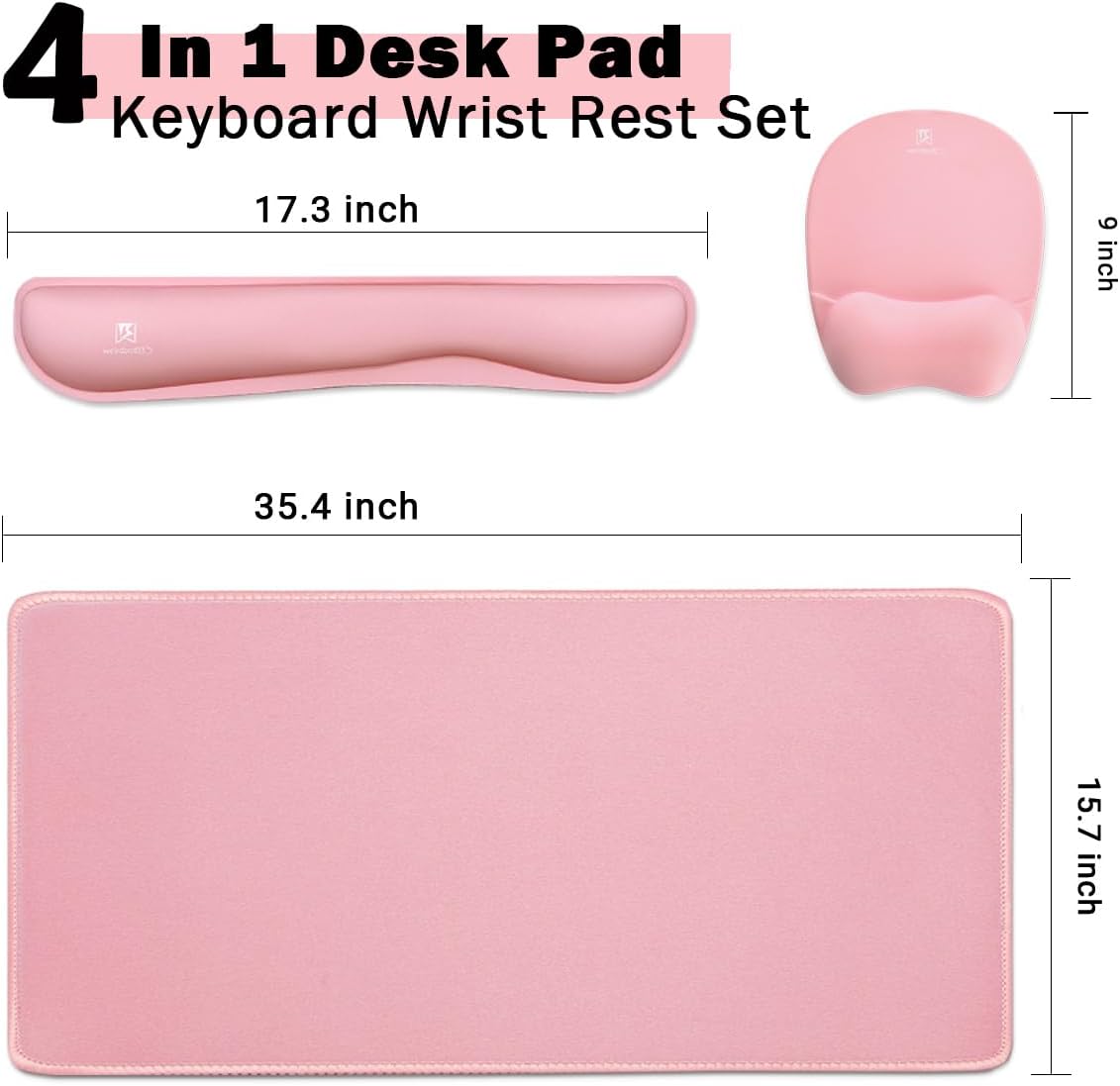 Memory Foam Set Wrist Rest Pad & Mouse Wrist Rest Support,Ergonomic Design for Office,Home,Laptop,Desktop Computer,Gaming Keyboard - Pink