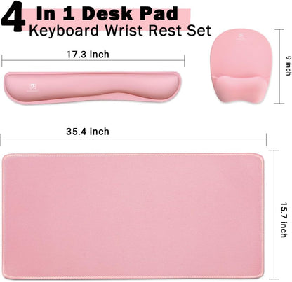 Memory Foam Set Wrist Rest Pad & Mouse Wrist Rest Support,Ergonomic Design for Office,Home,Laptop,Desktop Computer,Gaming Keyboard - Pink
