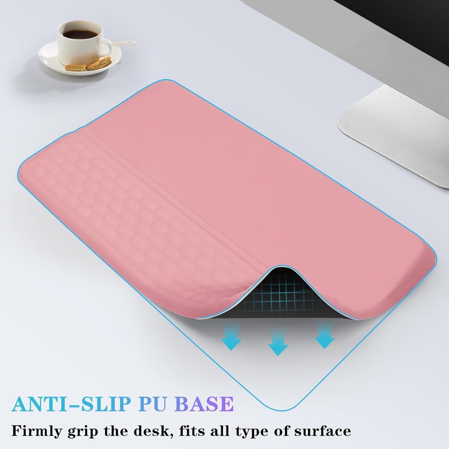 Computer Keyboard Stand with Wrist Rest, Ergonomic Tilted Keyboard Holder - Keyboard Riser with Wrist Pad - Keyboard Tray Support for Office Home - Black