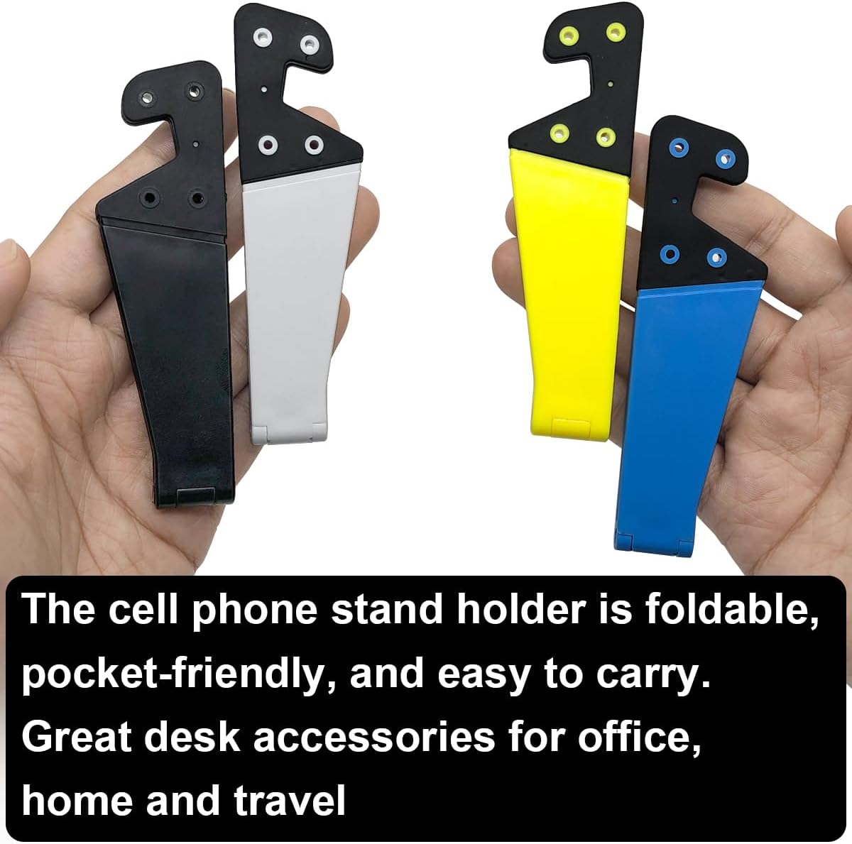 POQOD 2 Pack Cell Phone Stand, Foldable Phone Holder for Desk Compatible with Phone 15 14 13 12 11 Pro Xs Xs Max Xr X 8, Nintendo Switch, All Phones, Black & White