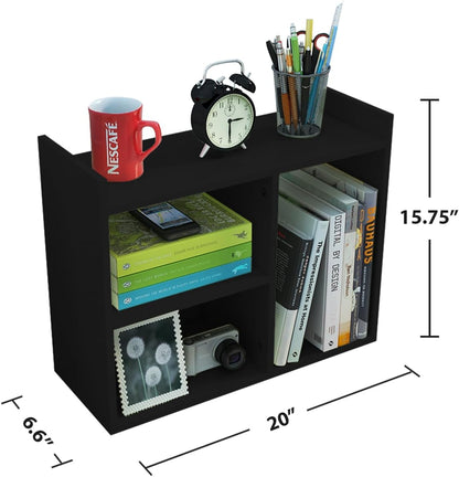 Jerry & Maggie Desktop Organizer Office Storage Rack Adjustable Wood Display Shelf Free Style Double H, Multi-Functional Mini Bookshelf for Desk Natural Stand (Natural Wood Tone)