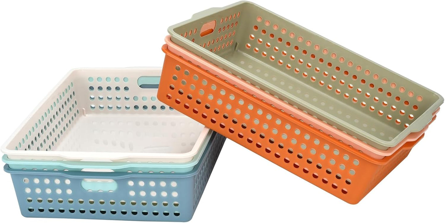 6-Pack Stackable Paper Trays with Handles, Modern Desktop Organizer for A4 Documents, Homework Turn-In Bins for Classroom & Office Use