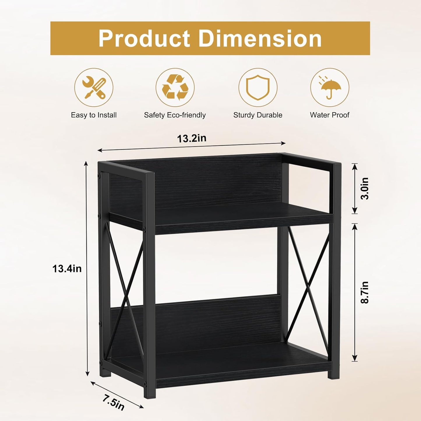 Giikin Countertop Shelf Organizer, 2 Tier Kitchen Spice Rack Organizer for Countertop, Wood Coffee Counter Shelf Organizer for Home (Bamboo, S)