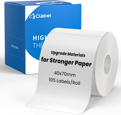 Clabel Printable White Cable Labels 6 Rolls of Thermal Self-Adhesive Paper Labels Tape, 25x78mm (1"x3") 100 Sheets Per Roll, Black Print on White Sticker Tags Durable
