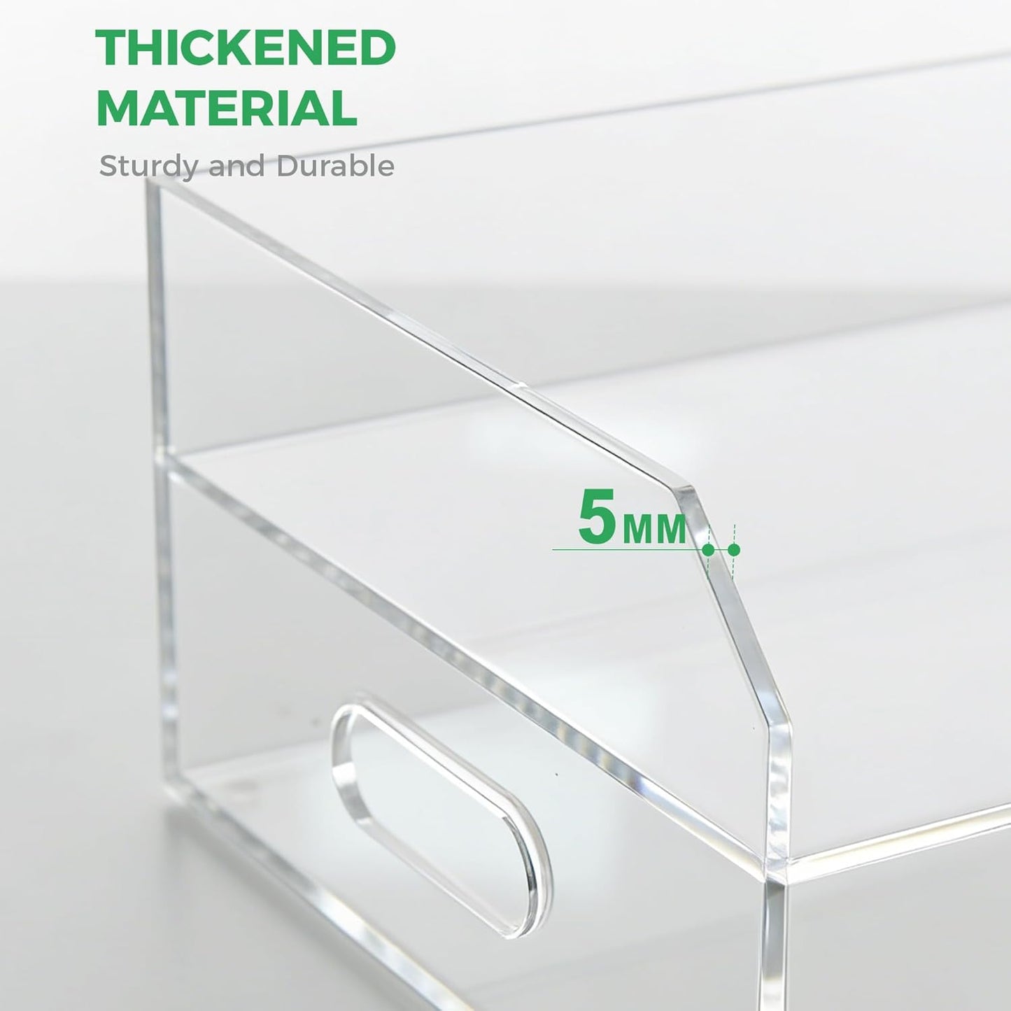 2-Tier Clear Acrylic Paper Trays, Desk File Organizer, A4 Paper Holder, Low-Profile Desk File Sorter for Office/Home, Clear Stackable Letter Tray for Bills, Crafts, Notebooks - Horizontal