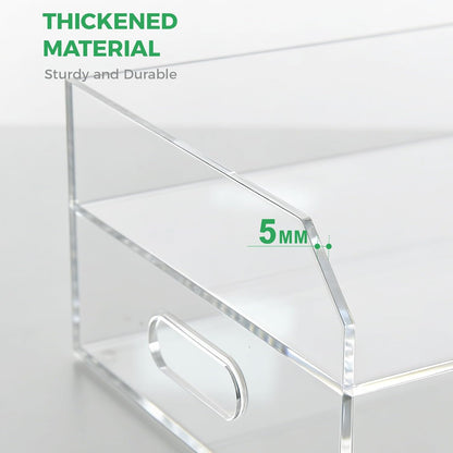 2-Tier Clear Acrylic Paper Trays, Desk File Organizer, A4 Paper Holder, Low-Profile Desk File Sorter for Office/Home, Clear Stackable Letter Tray for Bills, Crafts, Notebooks - Horizontal