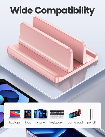 Vaydeer Vertical Laptop Stand Holder Organizer Plastic Adjustable Desktop Notebook Dock Space-Saving 3 in 1 for All MacBook Pro Air,Mac,HP,Dell,Microsoft Surface,Lenovo,up to 17.3 inches (Black)