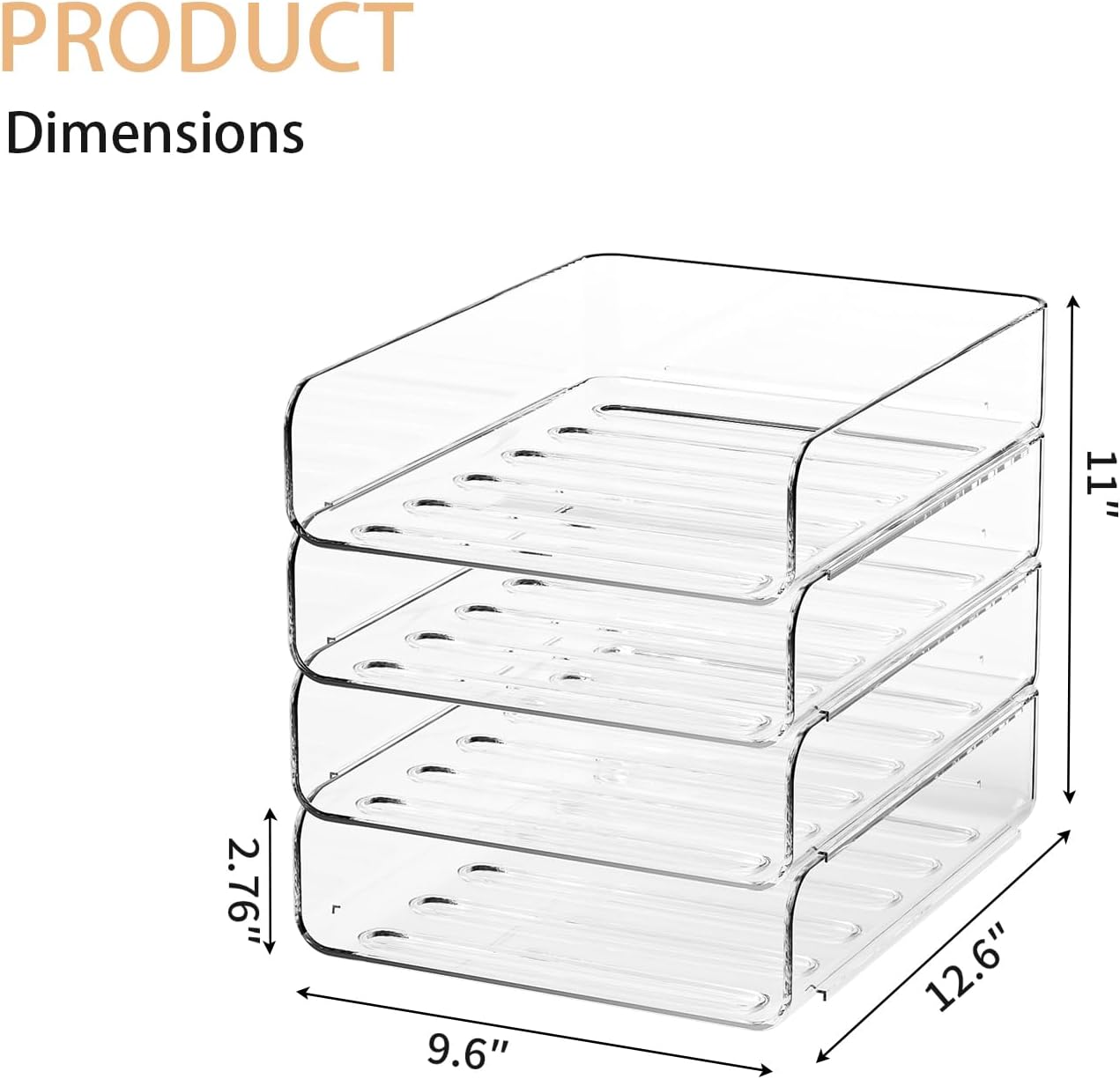 FANXIYQ 4-Tier Acrylic Paper Tray Organizer | Clear Stackable Desk Organizer for Documents, Letters, A4 Paper | Modern Office/Classroom/Home Organization