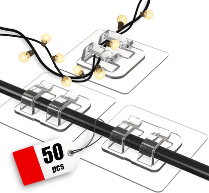 Latoxcaa 120PCS Heavy-Duty Adhesive Cable Clips, Clear Traceless Cord Organizer & Wire Holders for Wall, Desk, Car, LED Strips and Outdoor Lights (Small)