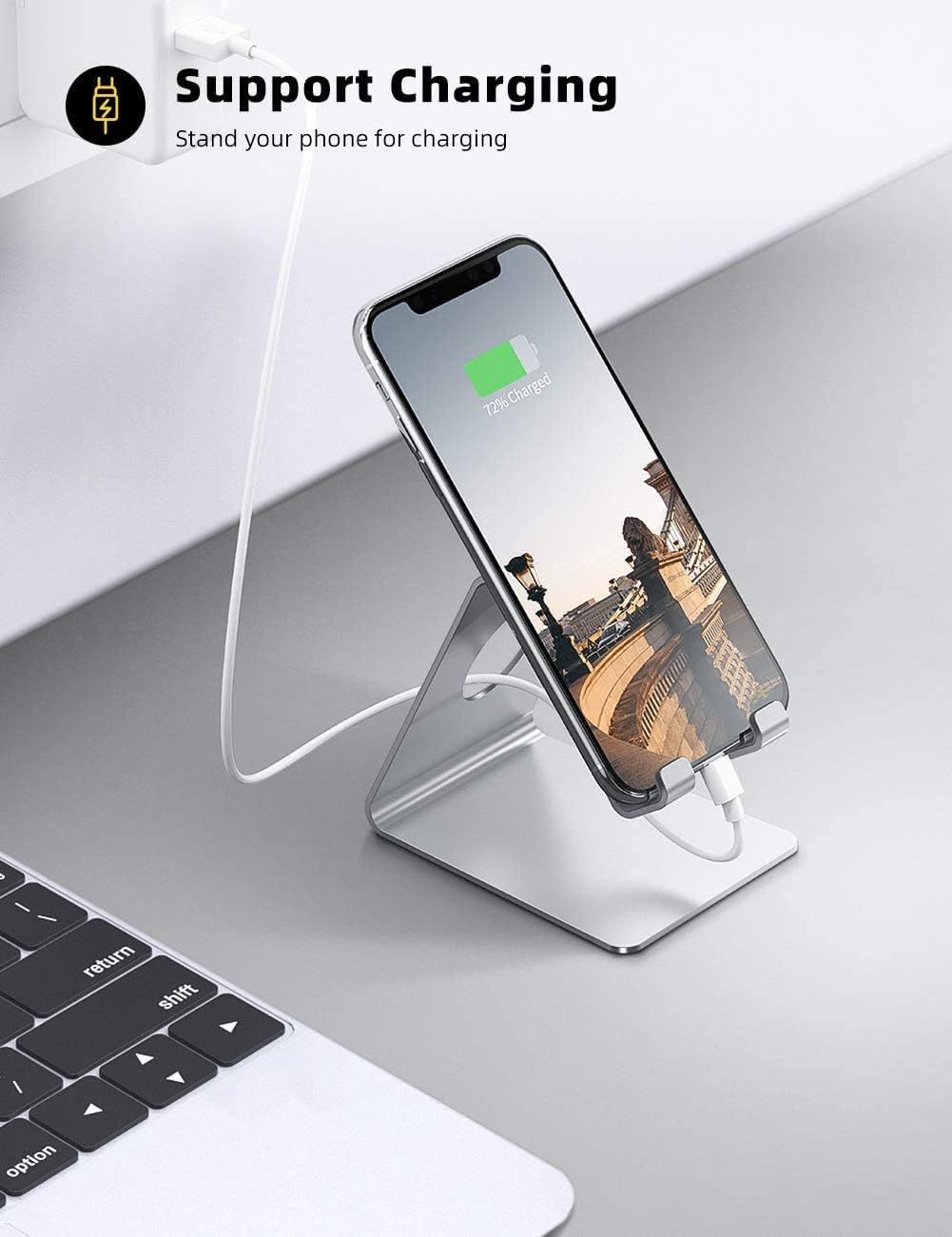 Lamicall Cell Phone Stand, Phone Dock: Cradle, Holder, Stand for Office Desk - Black