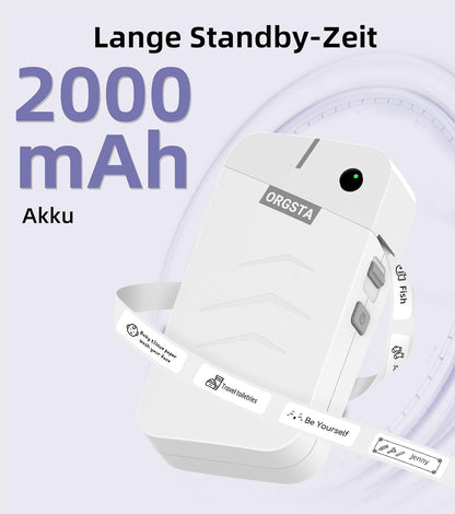 ORGSTA Label Maker Machine with Tape Bluetooth Portable Thermal Labelling Printer for School Home Office Organization, Wireless Mini Labeler S001 Label Machine with Label Sticker Maker, White