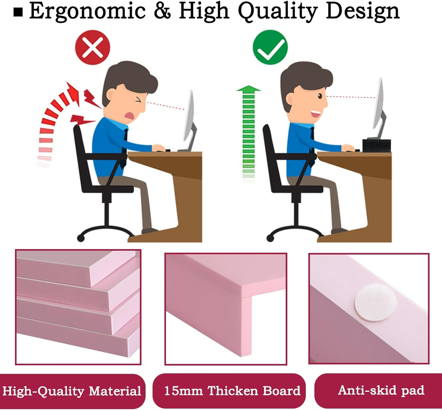 TEAMIX Wood Monitor Stand Riser-2 Pack, 2 Tier Adjustable Monitor Stand Dual Monitor Riser for 2 Monitors/Laptop/PC Black Computer Stand for Desk