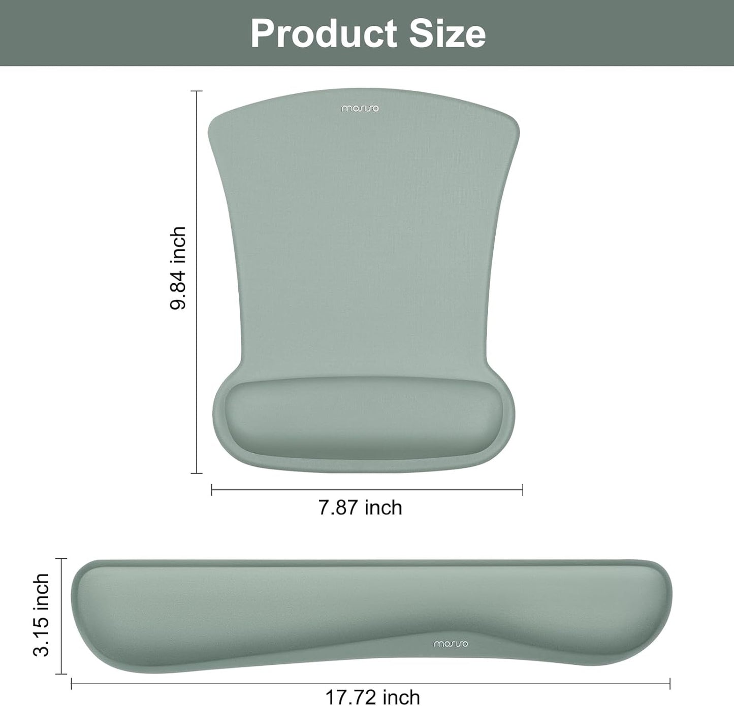 MOSISO Wrist Rest Support for Mouse Pad & Keyboard Set, Ergonomic Mousepad Non-Slip Base Home/Office Pain Relief & Easy Typing Cushion with Neoprene Cloth & Raised Memory Foam, Apricot