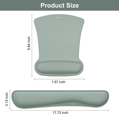 MOSISO Wrist Rest Support for Mouse Pad & Keyboard Set, Ergonomic Mousepad Non-Slip Base Home/Office Pain Relief & Easy Typing Cushion with Neoprene Cloth & Raised Memory Foam, Apricot