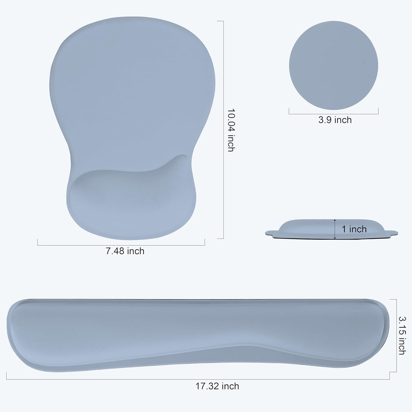 RICHEN Wrist Rest Support for Mouse Pad&Keyboard Set with Coaster,Concave Curved Memory Foam, Non-Slip Base Pain Relief Comfortable Easy Typing Pad for Home/Office (Lavender Purple)