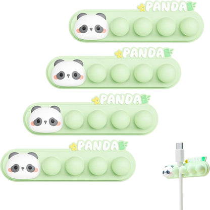 Panda Cable Organizer, Adorable Animal-Shaped Cable Clips, Desk Cable Management Cord Holder for Home and Office, Cute Wire Clips for Headphones, Chargers, USB Cables (4-Pack)