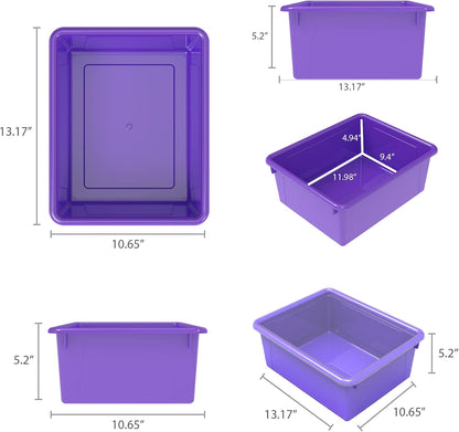 Storex Letter Size Flat Storage Tray – Organizer Bin for Classroom, Office and Home, Clear, 5-Pack (62531A05C), 10 x 13 x 3 Inches