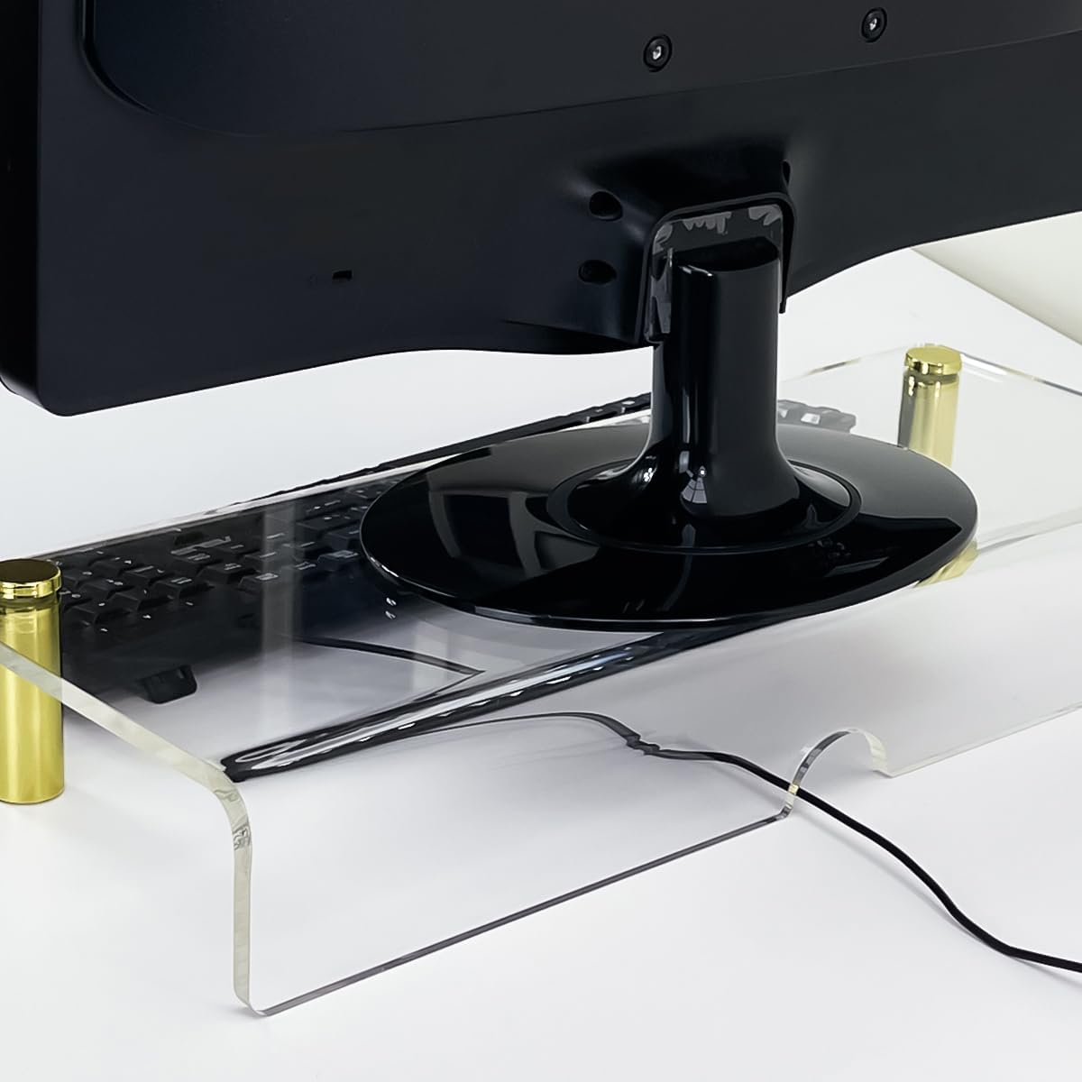 pbf PHOTO BOOTH FRAMES Clear Acrylic Monitor Stand Riser, Computer Screen Desktop Organizer, Ergonomic Display Shelf (Clear)