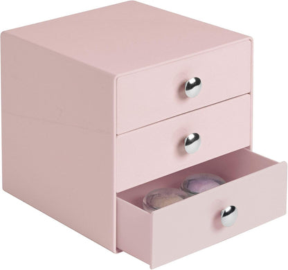 iDesign 3-Drawer Plastic Vanity Organizer, Compact Storage Organization Drawers Set for Cosmetics, Dental Supplies, Hair Care, Bathroom, Dorm, Desk, Countertop, Office, 6.5" x 6.5" x 6.5", White