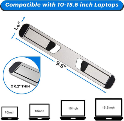 Laptop Riser for Desk – Aluminum Foldable Laptop Stand for 10”-16” Models Including MacBook, MacBook Air, iPad, HP and More – Self-Adhesive Portable Laptop Stand with Non-Skid Feet
