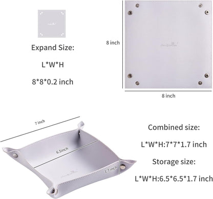 SANQIANWAN Leather Jewelry Valet Tray for Women and Man, Entryway Table Bedside Nightstand Desk Portable Small Catchall Travel Dish Plate for Key,Wallet,Watch,Phone,Coin(Pink-B)