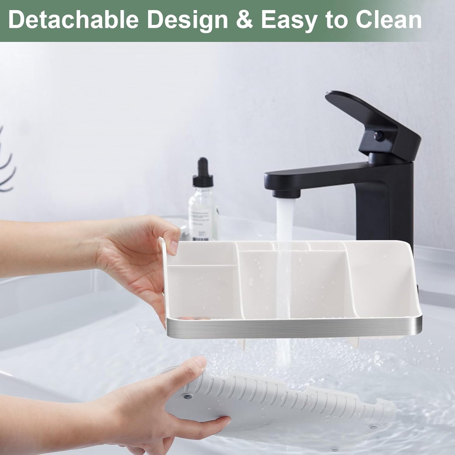 GFWARE Bathroom Organizers and Storage - Detachable 7 Slots Kids Electric Toothbrush and Toothpaste Holde Drainage for Bathroom Accessories Organization Counter Vanity Storage