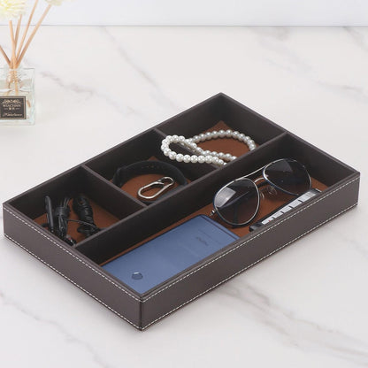 Desktop Glove Box, Nightstand or Dresser Organizer, Valet Tray, Entry Table Organizer, Dresser Storage Box,PU Leather Drawer Storage Decorative Trays.