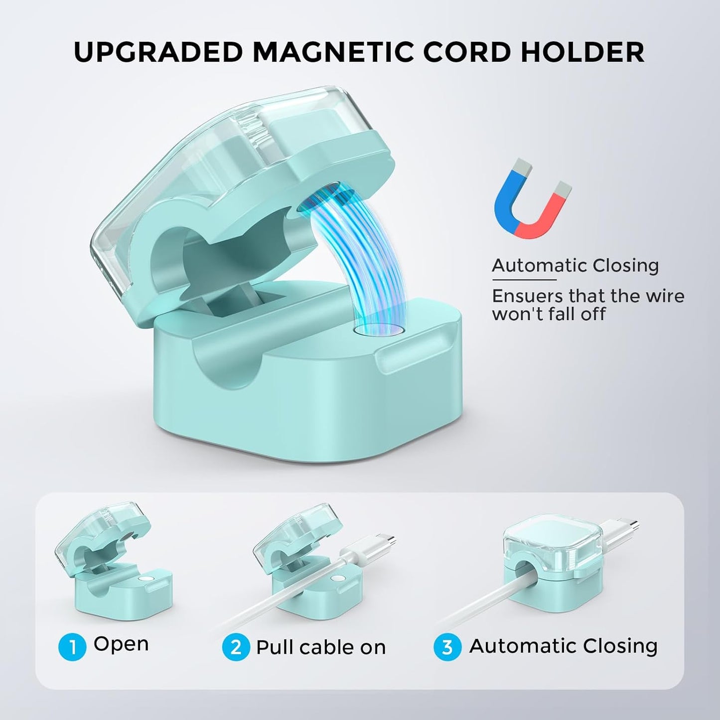 AhaStyle 6 Pack Magnetic Cable Organizer [1s Lock] Cord Holders Clips Strong Adhesive Cord Keeper [Smooth Adjustable] Hide Wire Cord Organizer for Nightstand Kitchen Car Office (Lavender)