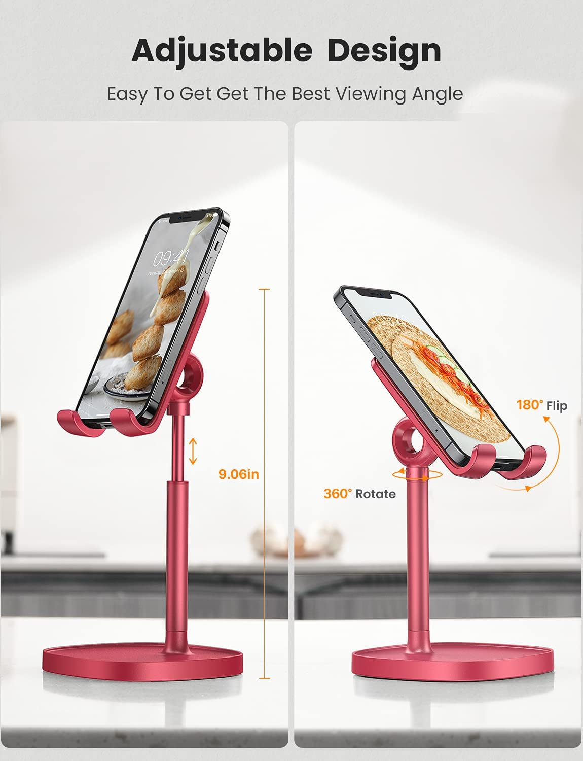 LISEN Cell Phone Stand Phone Holder for Desk Office Decor, Office Desk Accessories Women PC Gaming Essentials iPhone Stand Gadgets Men Gifts for Mom Fit OtterBox Case Switch iPad Air Tablet 4-10 in