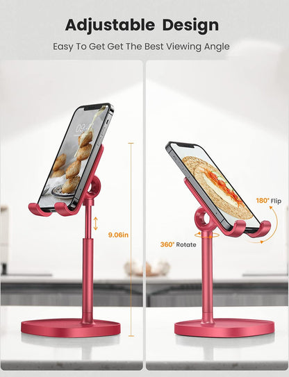 LISEN Cell Phone Stand Phone Holder for Desk Office Decor, Office Desk Accessories Women PC Gaming Essentials iPhone Stand Gadgets Men Gifts for Mom Fit OtterBox Case Switch iPad Air Tablet 4-10 in