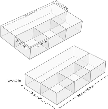 JessLab Acrylic Makeup Organizers, 2-Pack Bathroom Organizer for Drawer, Cosmetic Display Cases for Vanity, Countertop, Desk, Kitchen, and Cabinet Storage