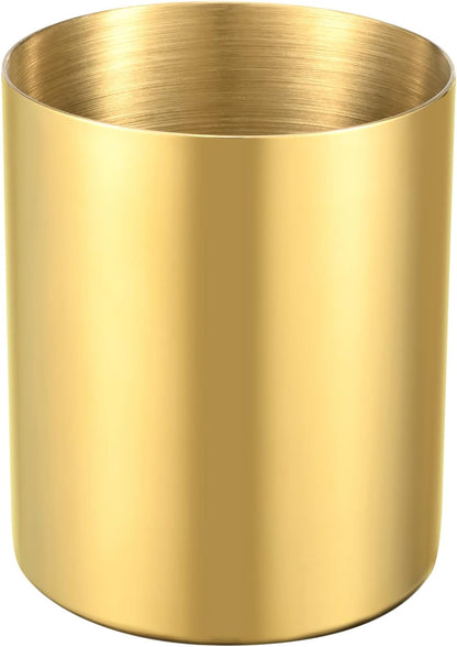 Gold Pencil Holder for Desk, 304 Stainless Steel Pencil Cup, Pen Holder Cup, Pen Pot, Makeup Brush Holder, Desktop Accessory Stationery Organizer