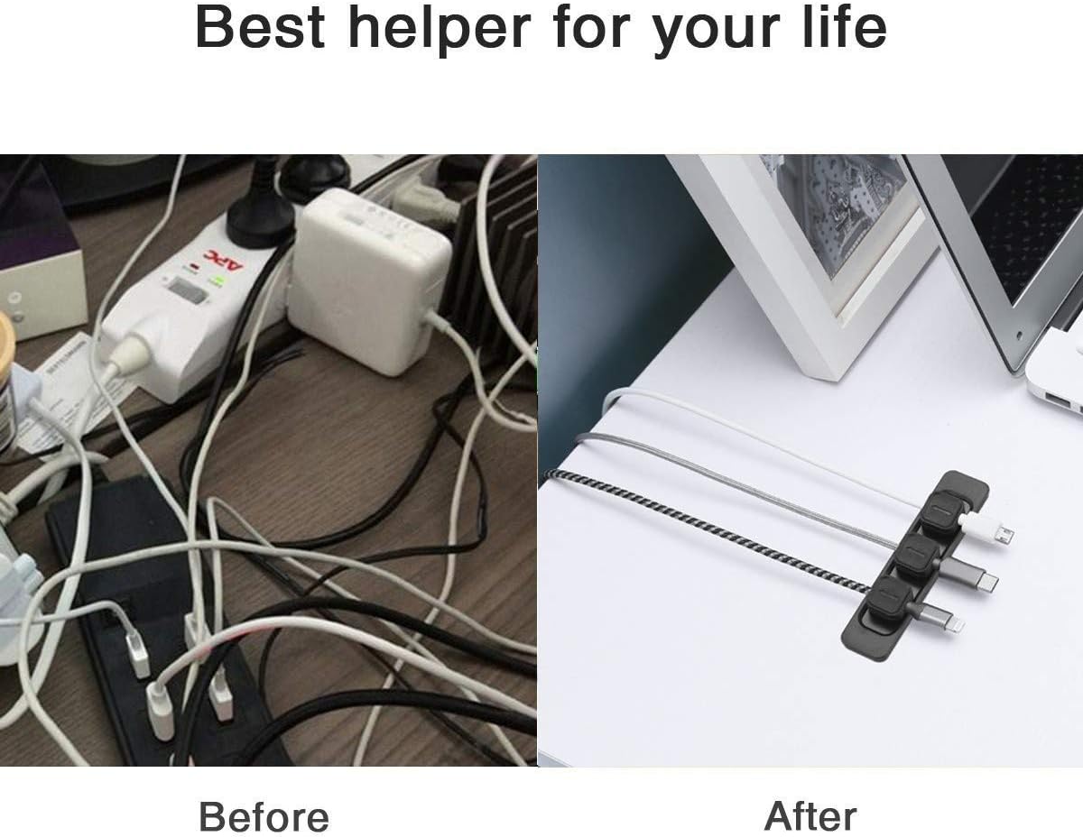 Magnetic Cable Organizer, Magnetic Cable Clips, Cable Holder Clips Organizer, Desktop Cord Management for All Wires (2 Pack, White)
