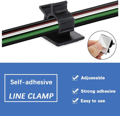 Viaky 30 Pcs Black Cable Wire Clips Adjustable Nylon Wire Holder Adhesive Cable Management Suitable for Maximum Diameter 0.5 inch (12.5mm) Cables