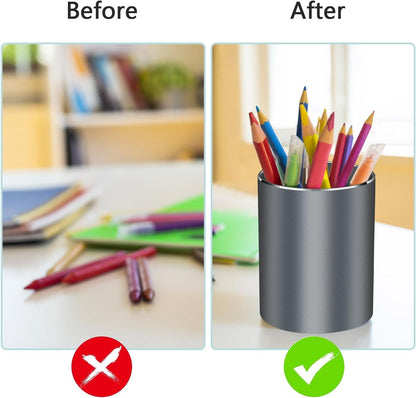 Pen holder, aluminum alloy waterproof pen holder, desktop simple and modern minimalist, multifunctional office supplies for families, kids and schools (blue)
