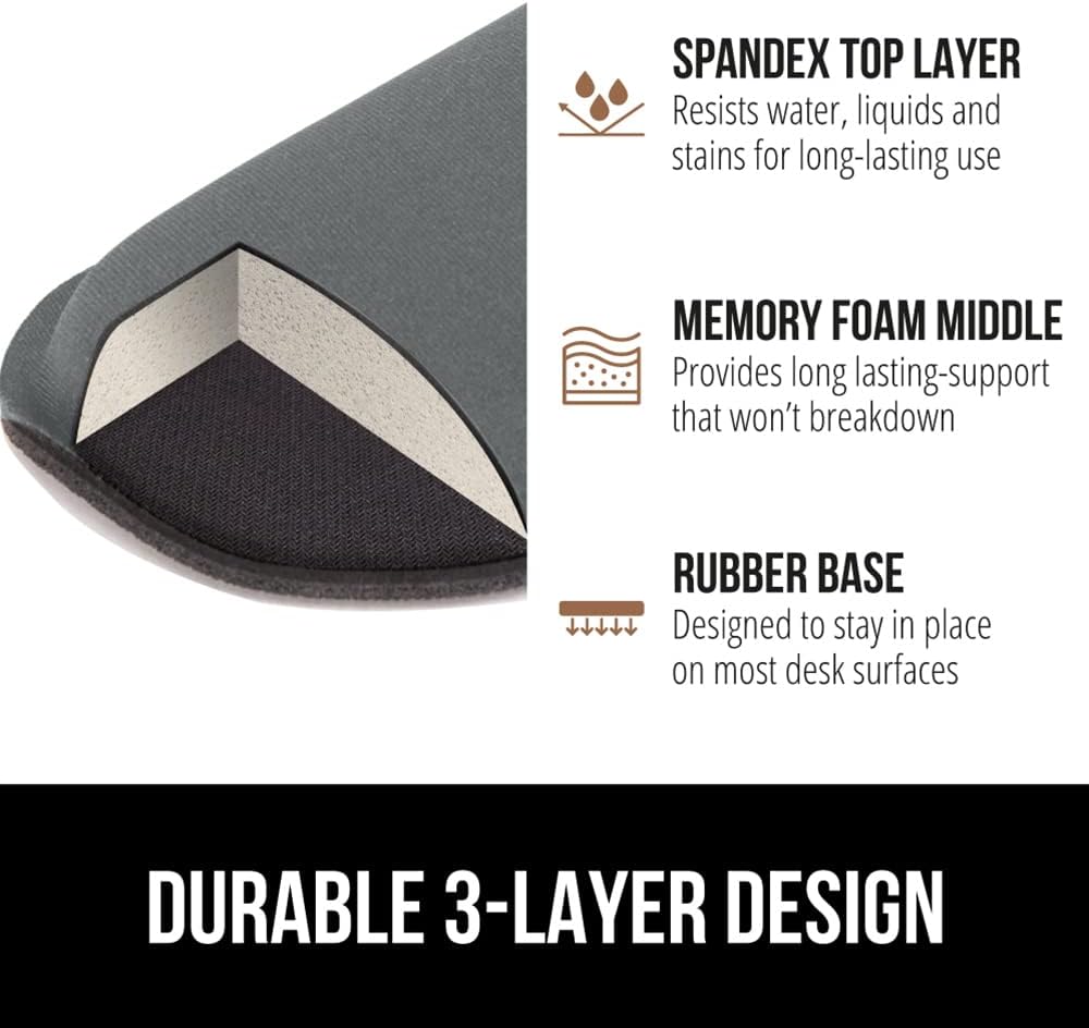 GORILLA GRIP Silky Memory Foam Wrist Rest for Computer Keyboard, Mouse, Ergonomic Design for Typing Pain Relief, Desk Pads Support Hand and Arm, Mousepad Rests, Stain Resistant, 2 Piece Pad, Black