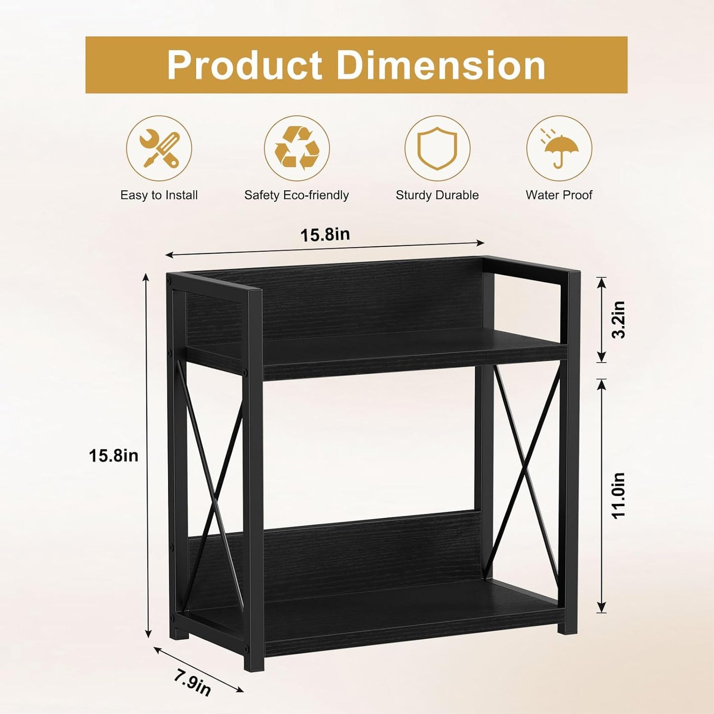 Giikin Countertop Shelf Organizer, 2 Tier Kitchen Spice Rack Organizer for Countertop, Wood Coffee Counter Shelf Organizer for Home (Bamboo, S)
