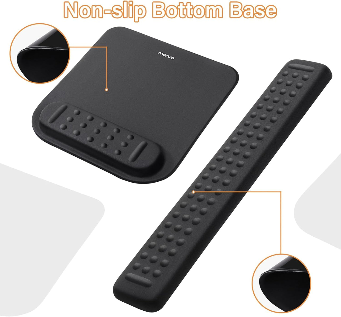 MOSISO Computer Keyboard Stand&Wrist Rest Support for Keyboard &Mouse Pad Set, Ergonomic Massage Wrist Rest Set, Easy Typing Working Acrylic Clear Stand for Office Home, Apricot