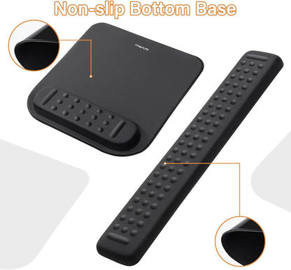 MOSISO Computer Keyboard Stand&Wrist Rest Support for Keyboard &Mouse Pad Set, Ergonomic Massage Wrist Rest Set, Easy Typing Working Acrylic Clear Stand for Office Home, Apricot